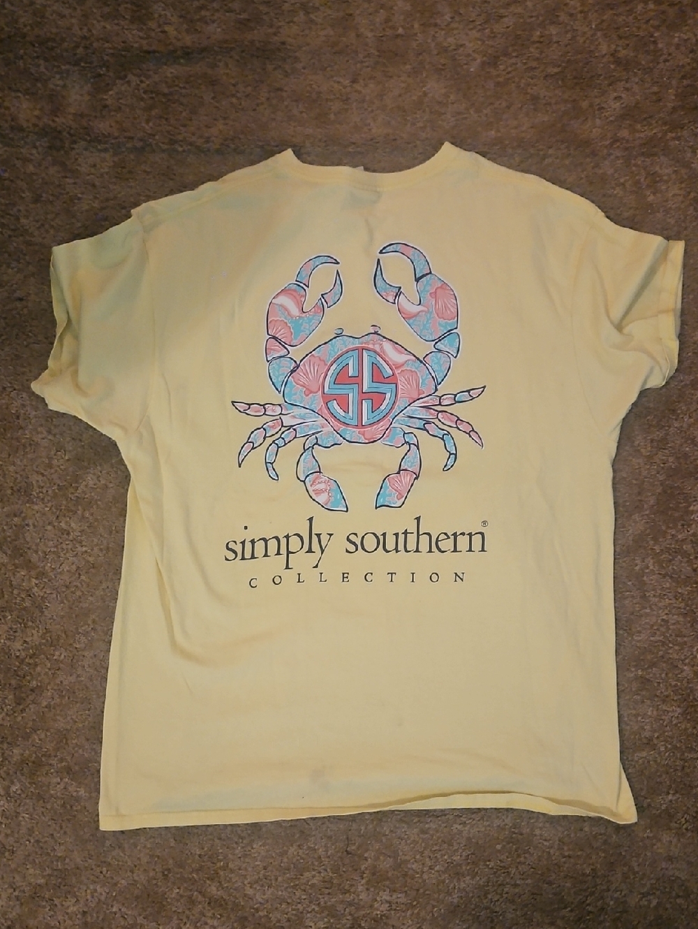 Simply Southern Yellow Tee with Colorful Crab Graphic
